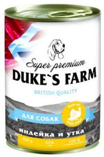 Влажный корм и консервы для собак Корм для собак Dukes Farm индейка, утка, рис, шпинат 400 г