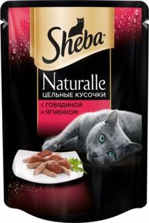 Влажный корм и консервы для кошек Корм для кошек SHEBA Naturalle Говядина и ягненок 80г
