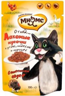 Лакомства для кошек Корм для кошек МНЯМС Мясной карнавал, утка, индейка, курица 100г