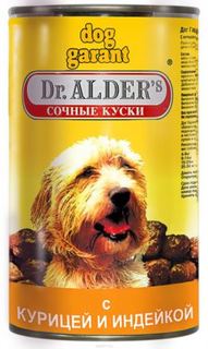 Влажный корм и консервы для собак Корм для собак Dr. Alders Дог гарант сочные кусочки в соусе курица, индейка 1230 г