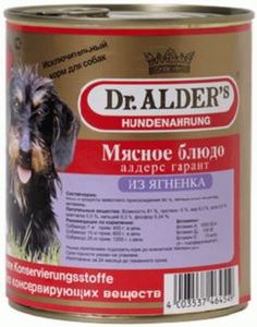 Влажный корм и консервы для собак Корм для собак Dr. Alders Алдерс Гарант 80% рубленного мяса ягненок 750 г