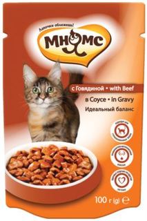 Влажный корм и консервы для кошек Корм для кошек МНЯМС Идеальный баланс, говядина в соусе 100г