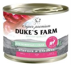 Влажный корм и консервы для собак Корм для собак Dukes Farm ягненок, оленина, рис, шпинат 200 г