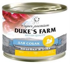 Влажный корм и консервы для собак Корм для собак Dukes Farm индейка, утка, рис, шпинат 200 г