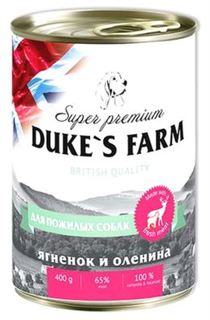 Влажный корм и консервы для собак Корм для собак Dukes Farm ягненок, оленина, рис, шпинат 400 г