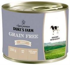 Влажный корм и консервы для собак Корм для собак Dukes Farm Grain free говядина, клюква, шпинат 200 г