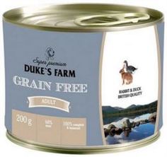 Влажный корм и консервы для собак Корм для собак Dukes Farm Grain free кролик, утка, клюква, шпинат 200 г