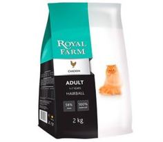 Сухой корм для кошек Корм для кошек ROYAL FARM для вывода шерсти, курица 2кг