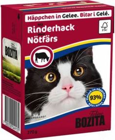 Влажный корм и консервы для кошек Корм для кошек BOZITA Кусочки в желе с рубленой говядиной 370г