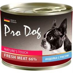 Влажный корм и консервы для собак Корм для собак PRO DOG Индейка с рисом 200 г