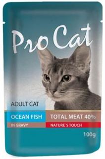 Влажный корм и консервы для кошек Корм для кошек PRO CAT Океаническая рыба 100г
