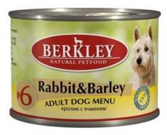 Влажный корм и консервы для собак Корм для собак Berkley № 6 кролик с ячменем 200 г