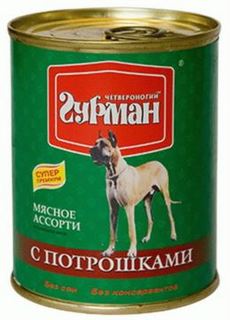 Влажный корм и консервы для собак Корм для собак Четвероногий гурман Мясное ассорти с потрошками 340 г