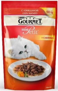 Влажный корм и консервы для кошек Корм для кошек GOURMET Mon Petit Говядина 50г
