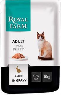 Влажный корм и консервы для кошек Корм для кошек ROYAL FARM кролик в соусе 85г