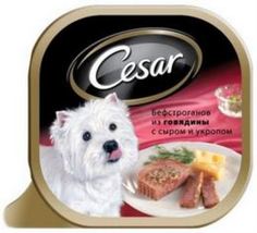 Влажный корм и консервы для собак Корм для собак Cesar бефстроганов из говядины с сыром и укропом 100 г