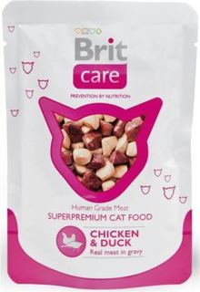 Влажный корм и консервы для кошек Корм для кошек BRIT Care Курица с уткой 80г Brit*
