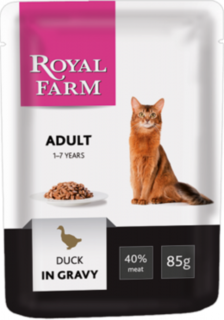 Влажный корм и консервы для кошек Корм для кошек ROYAL FARM утка в соусе 85г