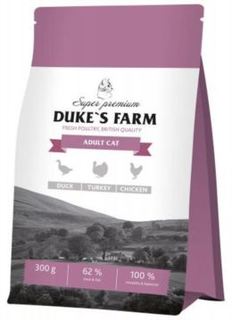 Сухой корм для кошек Корм для кошек DUKES FARM утка, курица, индейка 300г