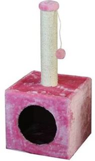 Домики, лежаки, переноски, когтеточки Когтеточка для котят MAJOR Домик с игрушкой 31х31х67см розовый