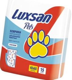 Пеленки, подгузники, салфетки Коврик для кошек и собак Luxsan Premium с рисунком 40х60 см 15 шт