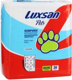 Пеленки, подгузники, салфетки Коврик для кошек и собак Luxsan Premium с рисунком 60х90 см 20 шт