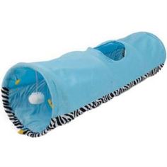 Домики, лежаки, переноски, когтеточки Тоннель для кошек MAJOR Colour шуршащий голубой с игрушкой 25х90 см