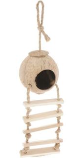 Домики, игрушки, кормушки и аксессуары для птиц Домик для птиц Triol из кокоса с лестницей 450 мм