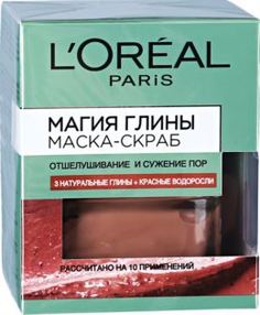 Уход за кожей лица Маска-скраб для лица LOreal Paris Магия Глины отшелушивание и сужение пор с натуральной глиной и красными водорослями 50 мл LOreal