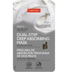 Уход за кожей лица Маска Purederm Двойной уход Очищающий гель 3 г + Маска-пленка с углем и авокадо 10 г