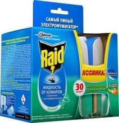 Средства от насекомых Электрофумигатор Raid от комаров с регулятором интенсивности и таймером + жидкость Эвкалипт 30 ночей