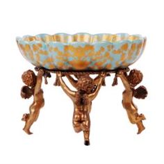 Декоративная посуда Чаша фарфоровая на бронзовых ангелах 37см Handicraft