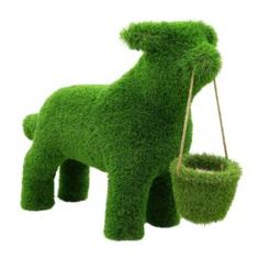 Садовые фигуры Декоративная садовая фигура покрытая травой собака с кашпо h-66см l-105см Тпк полиформ