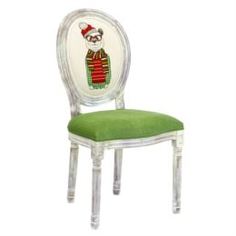 Столы, стулья и пуфики Стул H.homeland i 48х46х48/96 см Серо-белый антик/Зелёный вельвет, собака