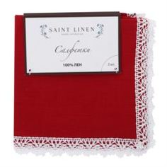 Скатерти, салфетки Набор салфеток Saint Linen c кружевом красные 35х35 см 2 предмета