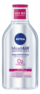 Уход за кожей лица Мицеллярная вода Nivea MicellAIR Дыхание кожи для сухой и чувствительной кожи 400 мл