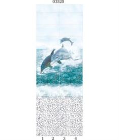 Декоративные панели и перегородки Декоративная панель Panda Море Панно Дельфины 4 шт 270x25x0,8 см