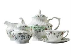Чайные пары и сервизы Набор посуды Топ арт студио Шарман Чайный сервиз 15 предметов, белый, зеленый (LD1381-TA)