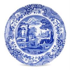 Столовая посуда Тарелка закусочная Spode голубая Италия 20 см