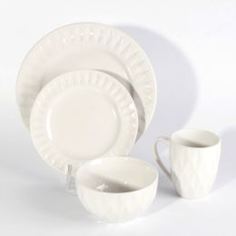 Сервизы и наборы посуды Набор столовый фарфоровый Meibo Белый ромб 16 предметов 4 персоны