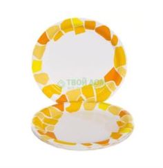 Одноразовая посуда Набор одноразовых тарелок Paclan 23 см 12 шт White-Yellow