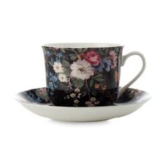 Чайные пары и сервизы Чашка с блюдцем Maxwell & Williams Полночные цветы 0.48 л