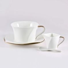 Чайные пары и сервизы Набор чайный Narumi Дюк белый с золотом 3 предмета