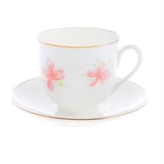 Чайные пары и сервизы Чашка с блюдцем ЛФЗ форма ландыш - розовые цветы