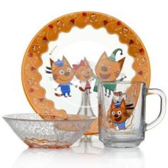 Сервизы и наборы посуды Набор детской посуды Pasabahce Три кота Кексы 3 шт