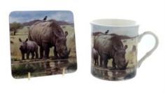 Чашки и кружки Кружка 350мл с подставкой носороги Леонардо