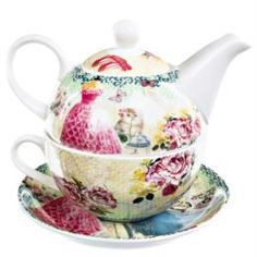 Чайные пары и сервизы Набор роз.платье 2в1 чайник. Чашк. Блюдц French garden YS-1603
