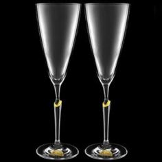 Посуда для напитков Набор бокалов для шампанского Rona A.S. "First Lady" с золотом на ножке 2х295 мл