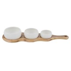 Столовая посуда Набор Gujin 3 емкости для закусок на деревянной подставке
