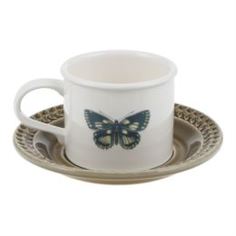 Столовая посуда Чашка чайная с блюдцем Portmeirion ботанический сад. Гармония 260мл (зеленое блюдце)